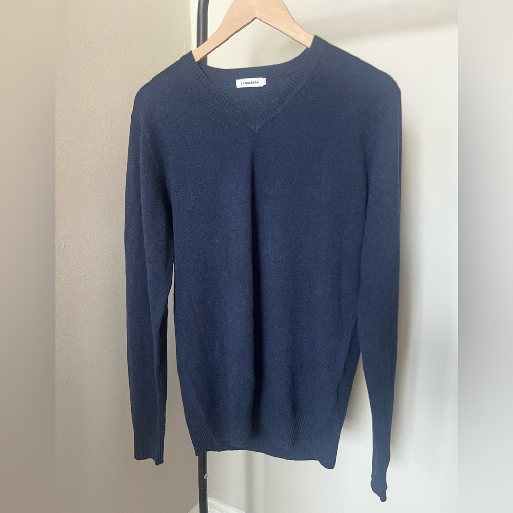 J.Lindenberg Navy V-Neck 100%Cashmere Sweater